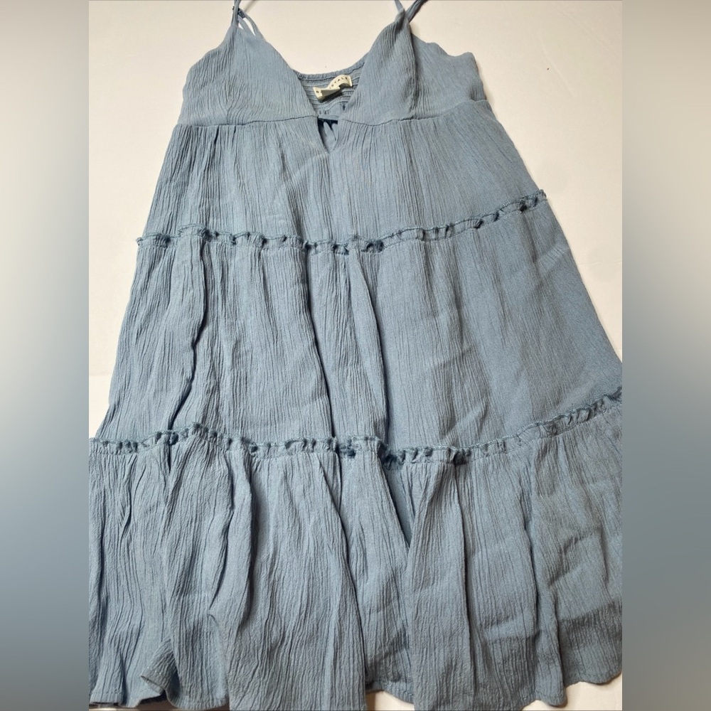 Aeropostale Crinkle Tiered Sundress Women XS Blue Summer Wedding Party Beach (O)